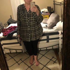 TORRID Green Plaid long sleeve button up